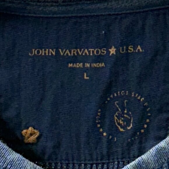 JOHN VARVATOS USA Blue Long Sleeve Thermal Polo Star Label Size Large - Picture 3 of 7
